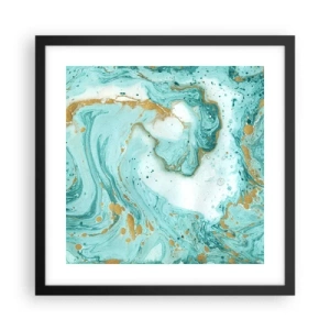 Poster in een zwarte lijst - Onder de grote golf van het Edo-tijdperk - 40x40 cm