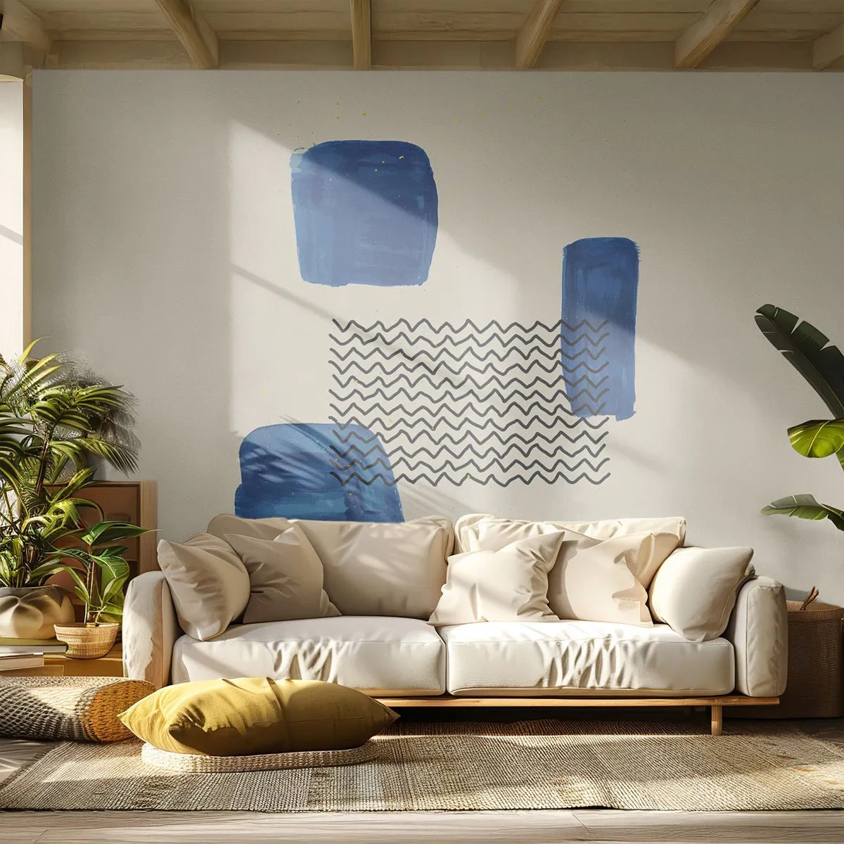 Fotobehang Premium Canvas - Een abstract kwartet - Abstractie, Deel, Moderne kunst. - 300x210 cm