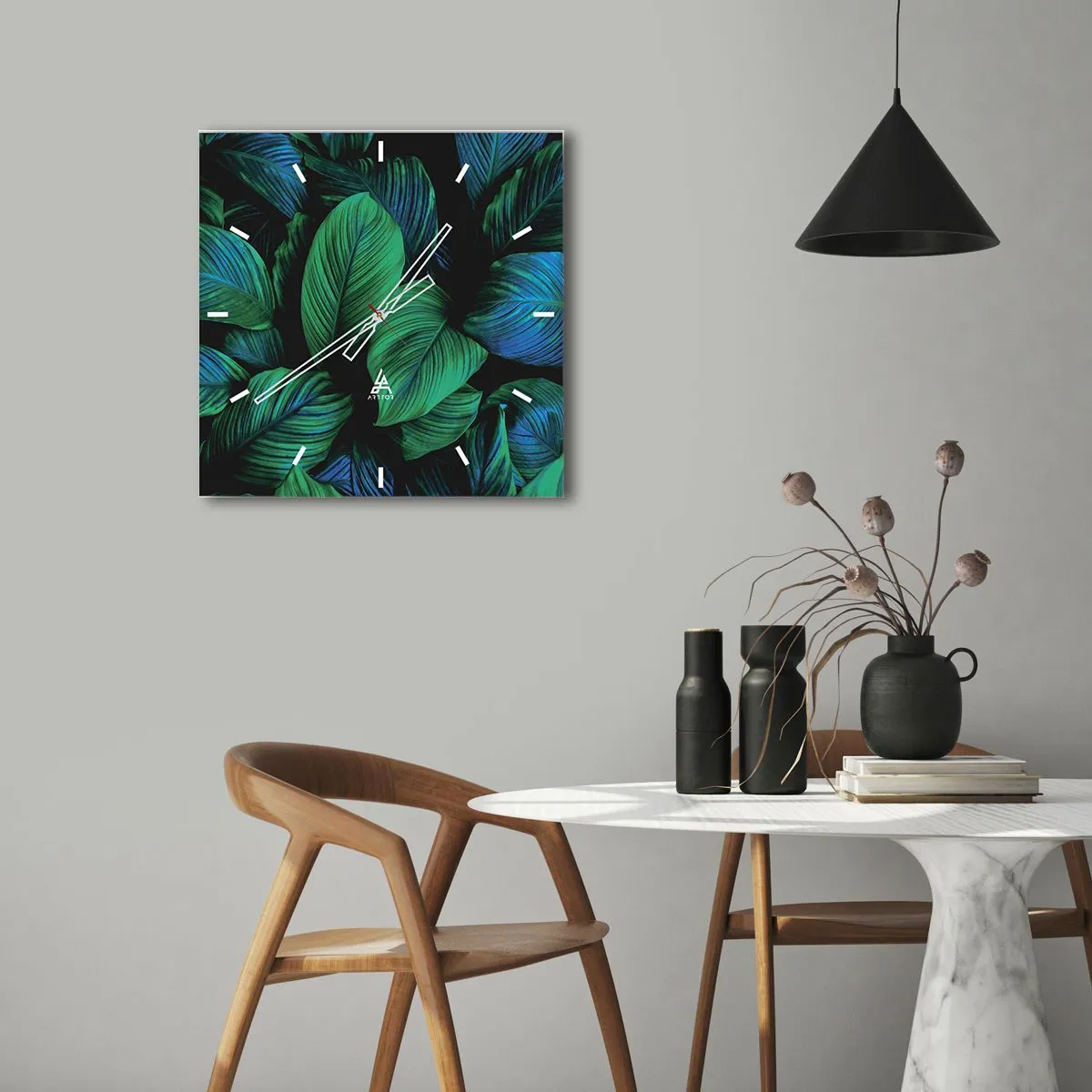 Wandklok - Klok - In de groene menigte - 40x40 cm