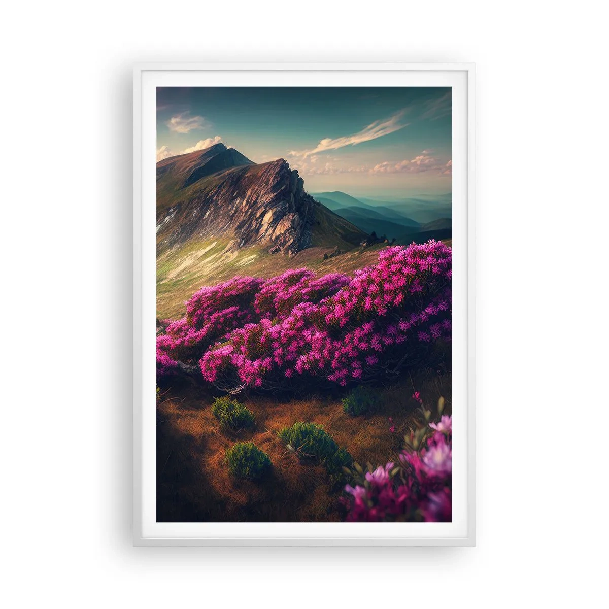 Poster in een witte lijst - Zomer in de bergen - 70x100 cm