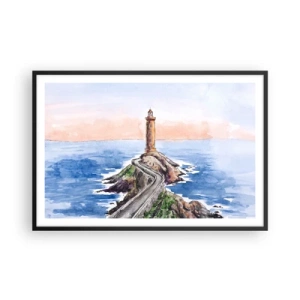 Poster in een zwarte lijst - Kijkend naar de zee - 91x61 cm