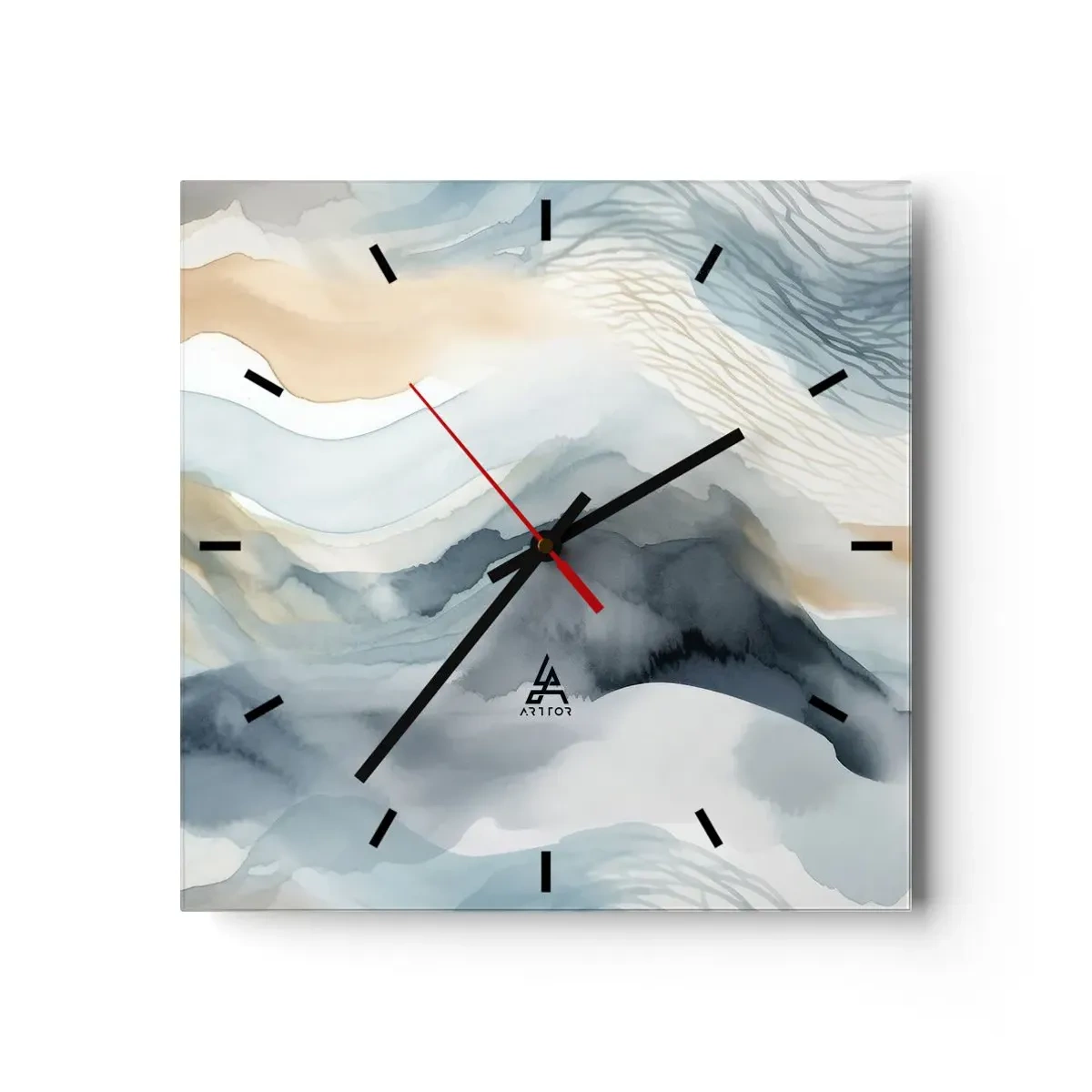 Wandklok - Klok - Besneeuwde en mistige abstractie - 30x30 cm