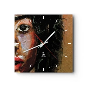 Wandklok - Klok - Zwart en gloed - 30x30 cm