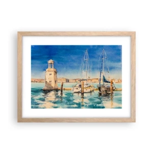 Een poster in een licht eiken lijst - Zonnige lagune - 40x30 cm