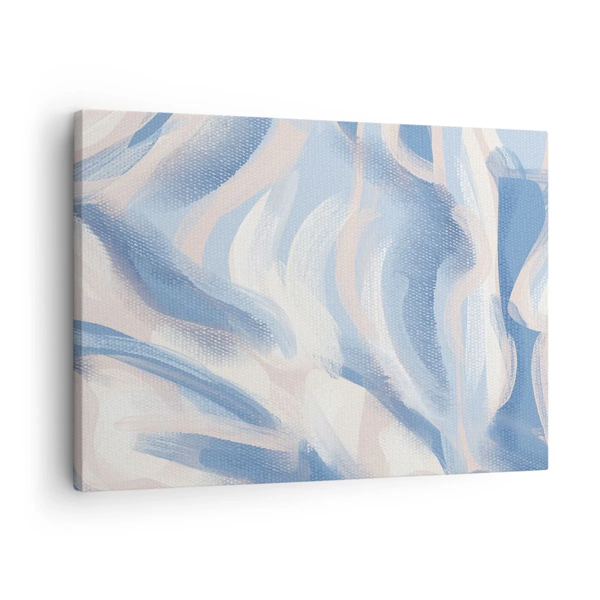 Schilderen op canvas - Abstracte penseelstreken in tinten blauw en beige - 70x50cm - Blauwe golven - Moderne wanddecoratie voor woonkamer en slaapkamer ARTTOR