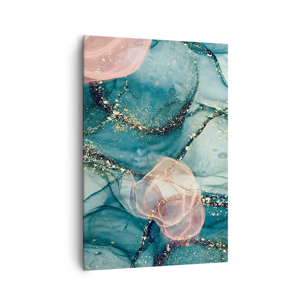 Schilderen op canvas - Zijdeblauw, tule roze - 70x100 cm
