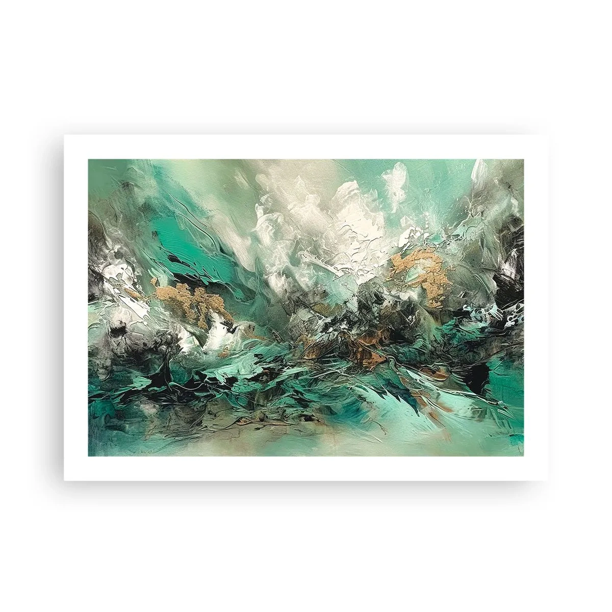Poster - Emerald en zwarte branding - 70x50 cm