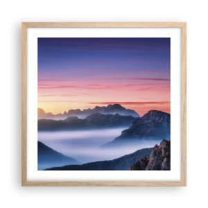 Een poster in een licht eiken lijst - Over de valleien - 50x50 cm