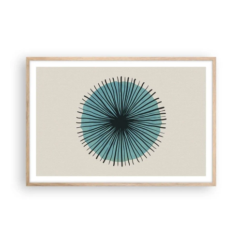 Een poster in een licht eiken lijst - Stralend in het blauw - 91x61 cm