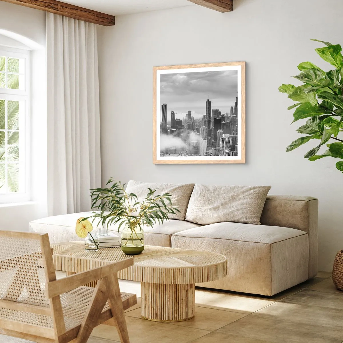 Een poster in een licht eiken lijst - Amerikaans landschap - 60x60 cm