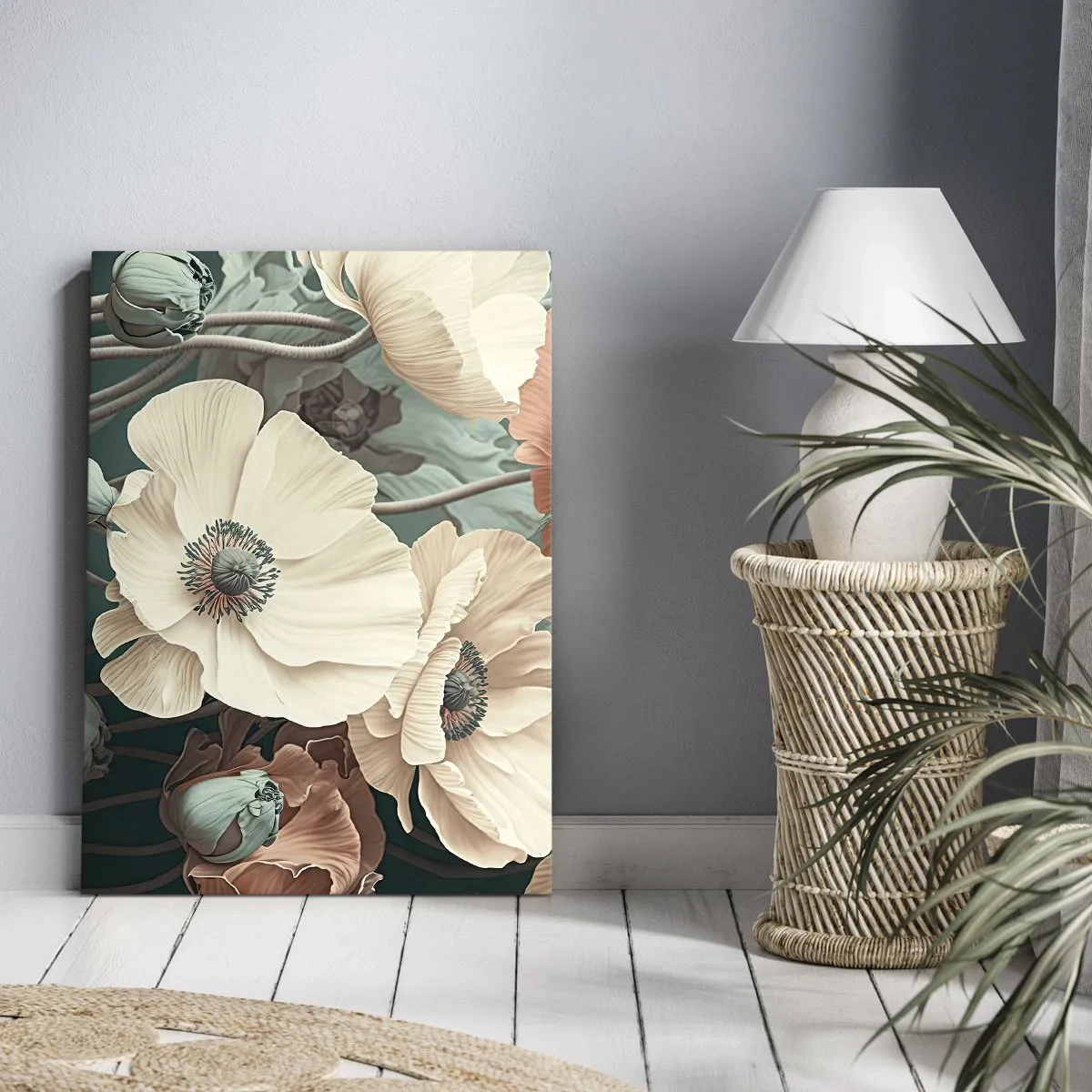 Schilderen op canvas - Het gefluister van klaprozen - 55x100 cm