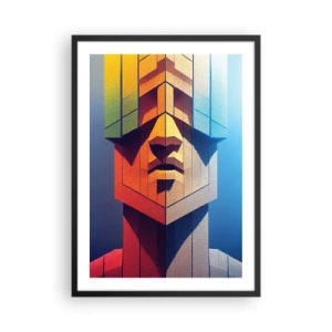 Poster in een zwarte lijst - Een monumentaal gezicht in geometrische stijl - 50x70cm - Een man van principes - Moderne wanddecoratie voor woonkamer en slaapkamer ARTTOR