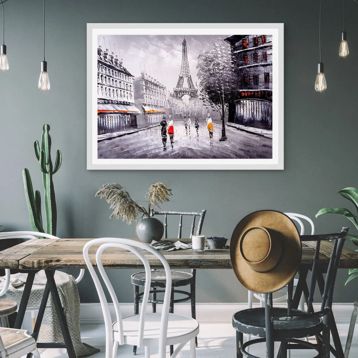 Poster in een witte lijst - Parijs wandeling - 50x40 cm