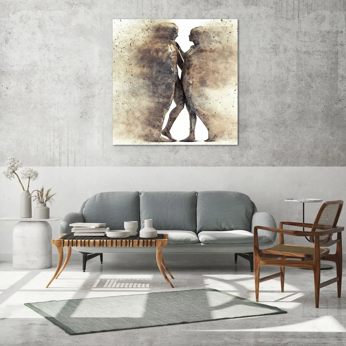 Schilderen op glas - Ze verrezen uit het stof tot liefde - 40x40 cm