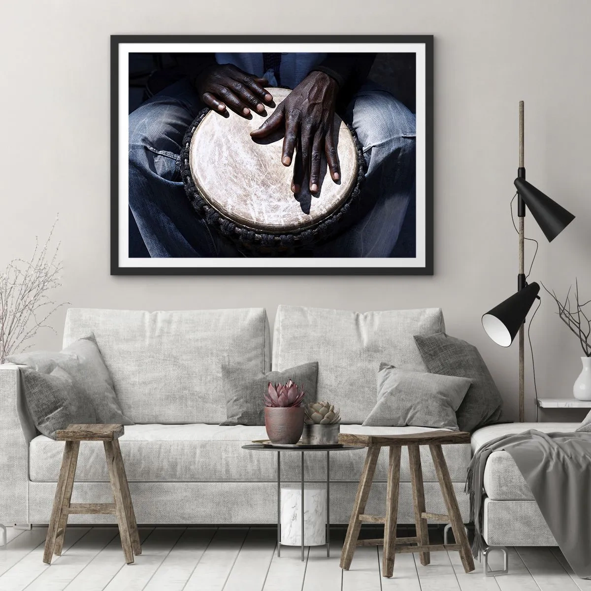 Poster in een zwarte lijst - Leef in je eigen ritme - 70x50 cm