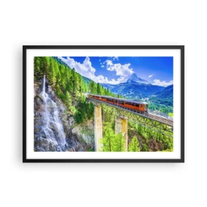 Poster in een zwarte lijst - Het is tijd voor de Alpen - 70x50 cm
