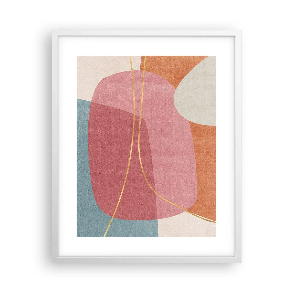 Poster in een witte lijst - Pastelkleurcompositie met gouddraad - 40x50 cm