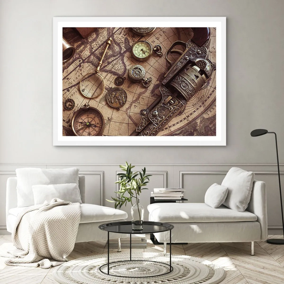 Poster in een witte lijst - Avontuur roept - 70x50 cm