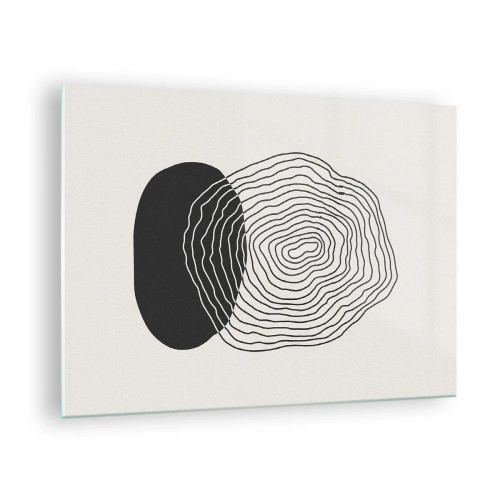 Schilderen op glas - Abstract patroon met zwart-witte ovalen en lijnen - 70x50cm - Duur en spiertrekkingen - Moderne wanddecoratie voor woonkamer en slaapkamer ARTTOR