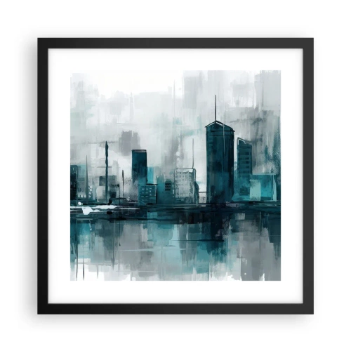Poster in een zwarte lijst - Een stad in de kleur van regen - 40x40 cm