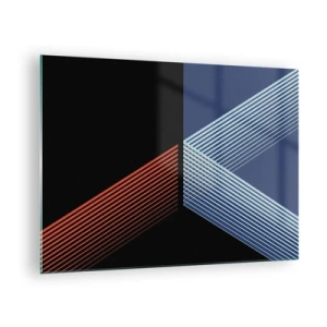Schilderen op glas - Een moderne geometrische compositie met lijnen en kleurcontrasten. - 70x50cm - Een eenvoudig verhaal - Moderne wanddecoratie voor woonkamer en slaapkamer ARTTOR