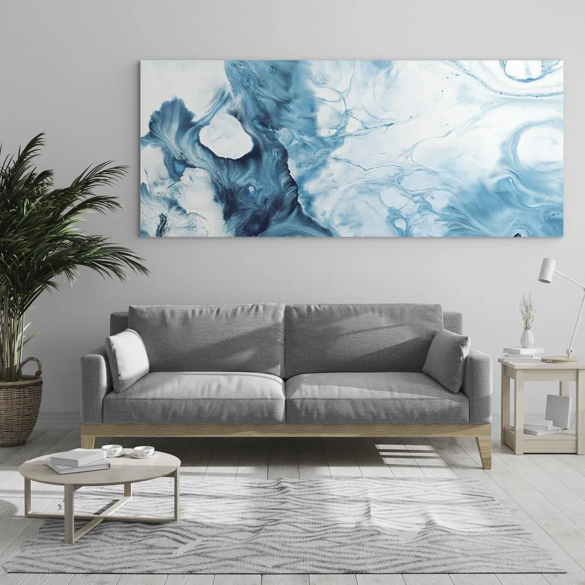 Schilderen op glas - Blauw Concert - 160x50 cm