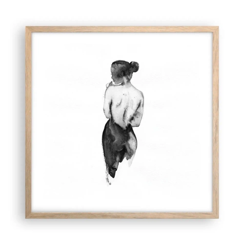 Een poster in een licht eiken lijst - Bij haar verdwijnt de wereld - 50x50 cm