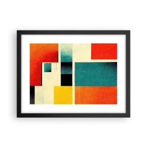 Poster in een zwarte lijst - Geometrische abstractie – goede energie - 40x30 cm