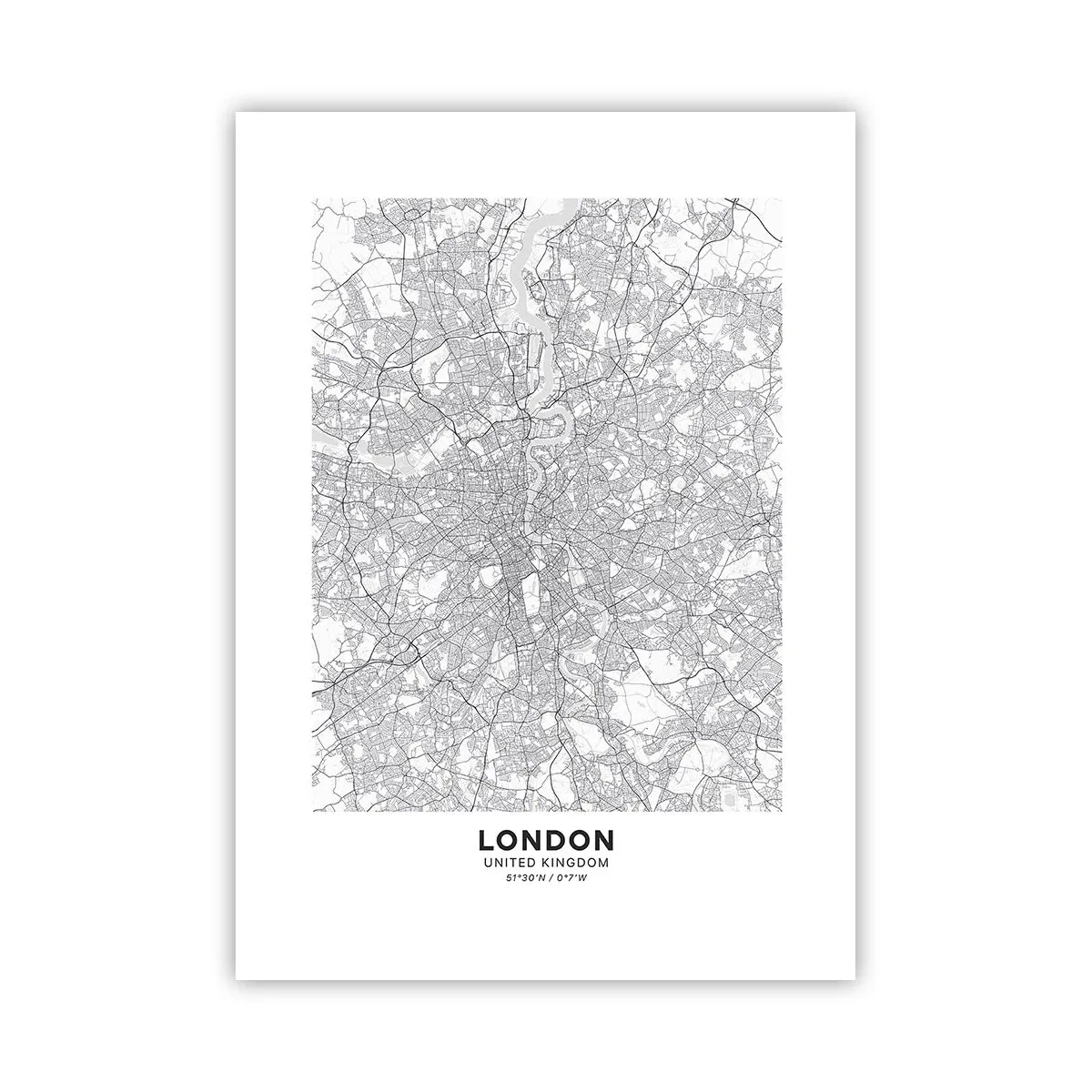 Poster - Kaart van het doolhof van Londen - 50x70 cm