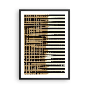 Poster in een zwarte lijst - Geometrisch patroon met lijnen en warme kleuren - 50x70cm - Architecturale abstractie - Moderne wanddecoratie voor woonkamer en slaapkamer ARTTOR