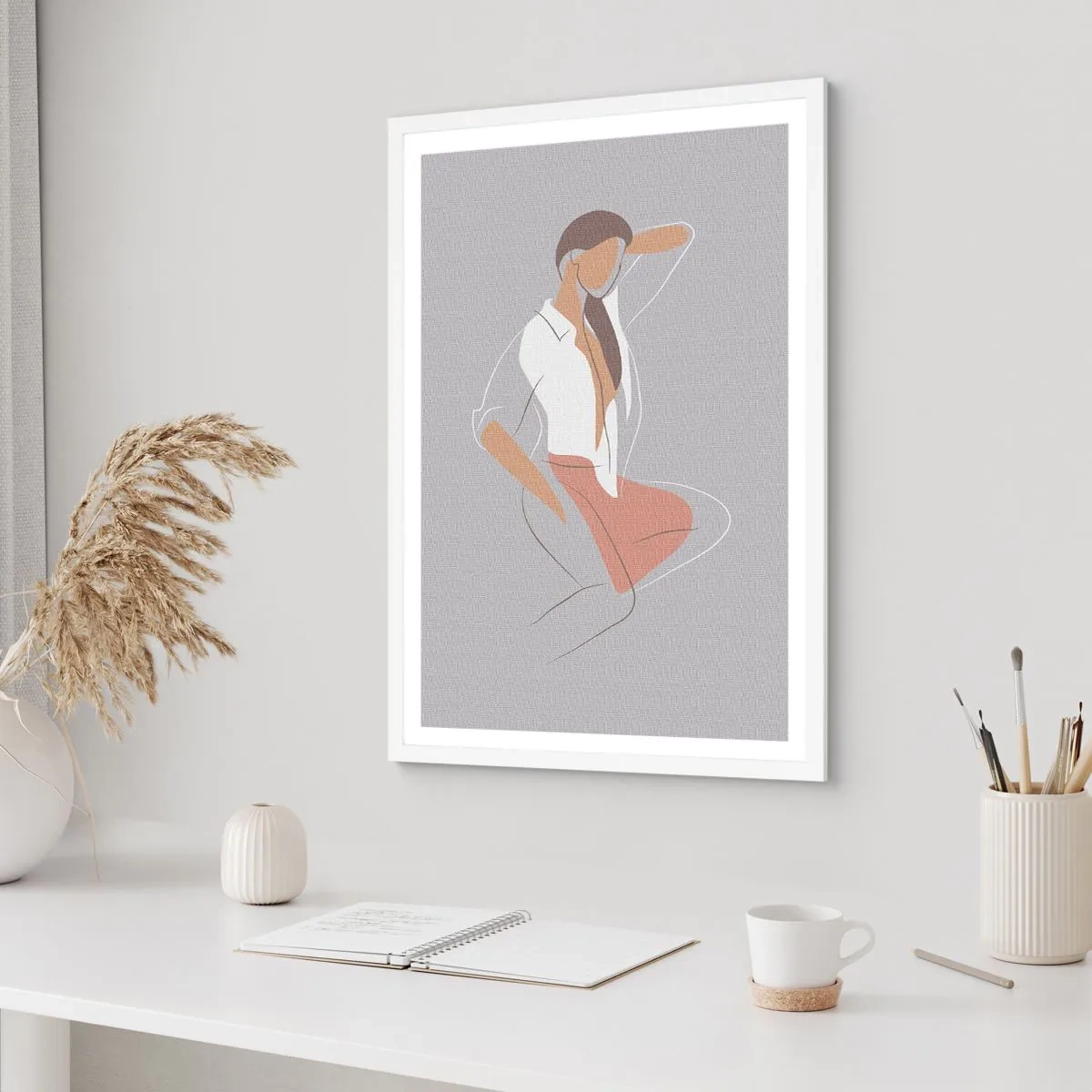 Poster in een witte lijst - Omtrek van gracieusheid - 70x100 cm