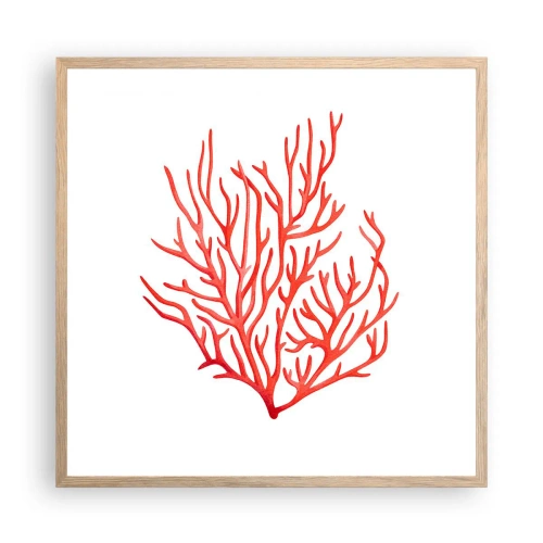 Een poster in een licht eiken lijst - Koraal filigraan - 60x60 cm