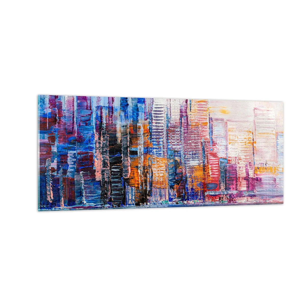 Schilderen op glas - Een vrolijke metropool - 100x40 cm