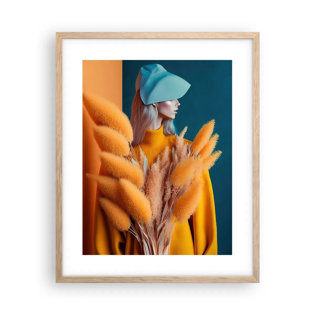Een poster in een licht eiken lijst - Pluizig portret - 40x50 cm