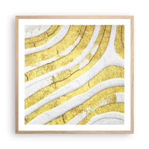 Een poster in een licht eiken lijst - Compositie in wit en goud - 60x60 cm