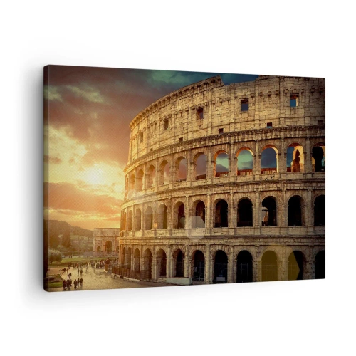 Schilderen op canvas - Het Colosseum in Rome bij zonsondergang - 70x50cm - Een kolossale indruk - Moderne wanddecoratie voor woonkamer en slaapkamer ARTTOR