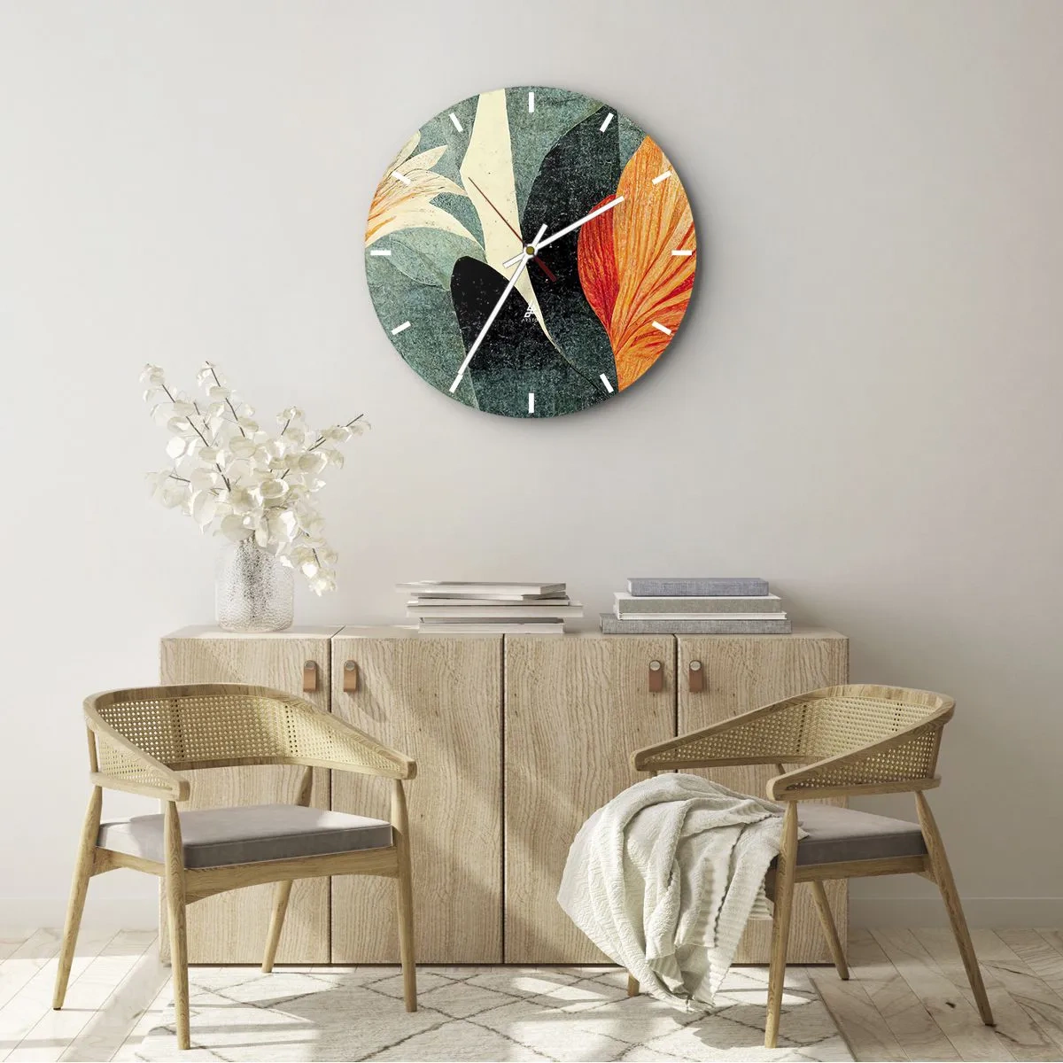 Wandklok - Klok - De hitte van de tropen en de koelte van het groen - 40x40 cm