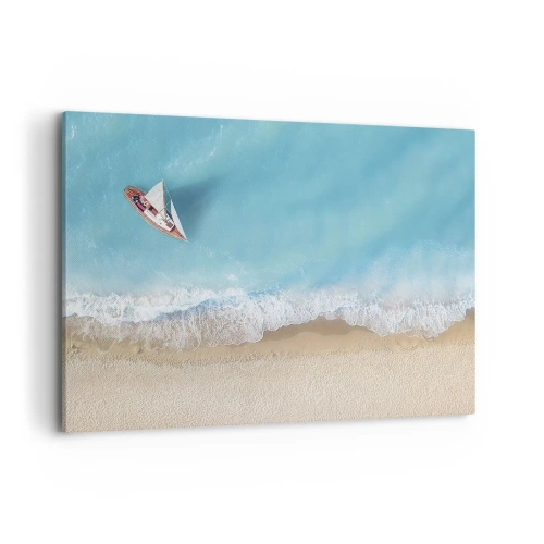 Schilderen op canvas - Op de grens van blauw en goud - 100x70 cm