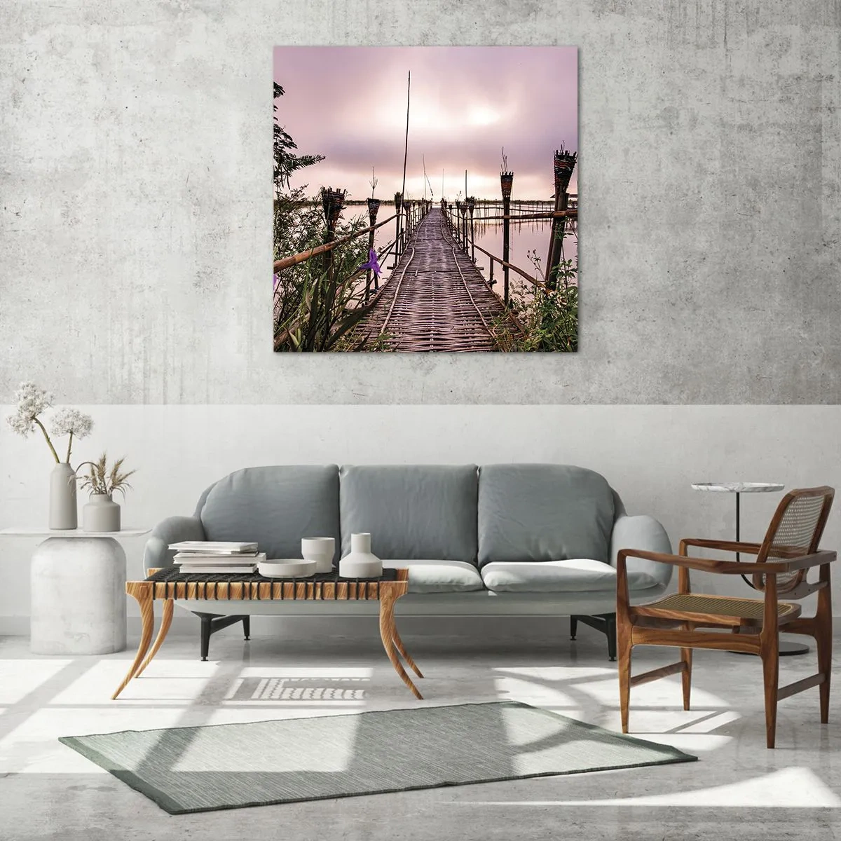 Schilderen op glas - Rust en stilte van Azië - 70x70 cm