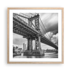 Een poster in een licht eiken lijst - Naar het hart van de stad - 50x50 cm