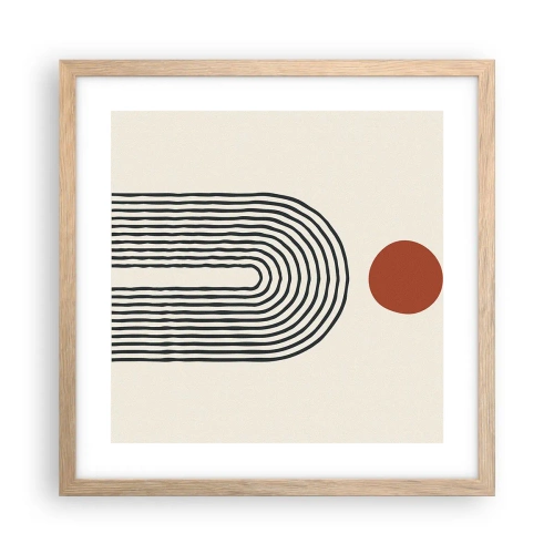 Een poster in een licht eiken lijst - Magnetisme van vormen en kleuren - 40x40 cm