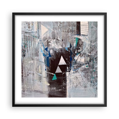 Poster in een zwarte lijst - Overschrijvende volgorde van driehoeken - 50x50 cm
