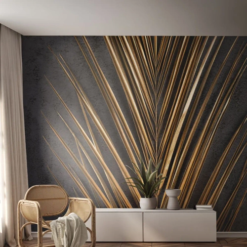 Zelfklevend Fotobehang Deluxe Sticker - Het goud van de tropen - Palmblad, Deel, Abstractie - 450x315 cm