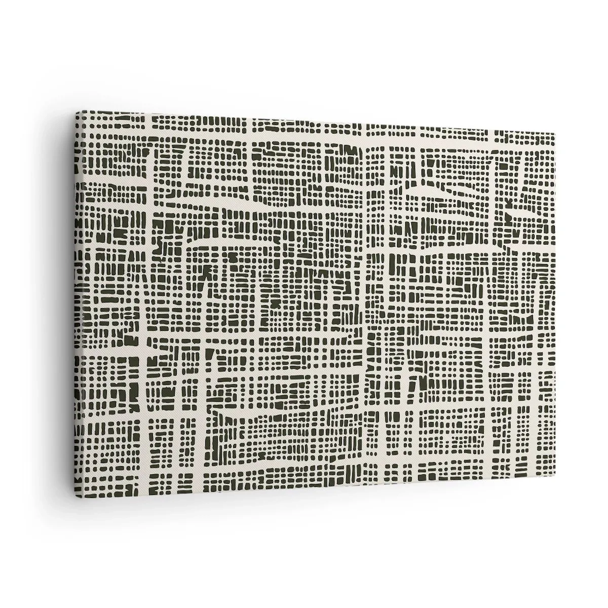 Schilderen op canvas - Een geometrisch patroon dat lijkt op een raster op een lichte achtergrond - 70x50cm - Geweven compositie - Moderne wanddecoratie voor woonkamer en slaapkamer ARTTOR
