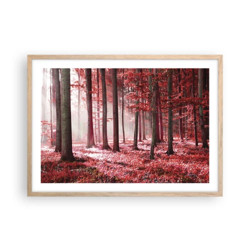 Een poster in een licht eiken lijst - Rood is net zo mooi - 70x50 cm