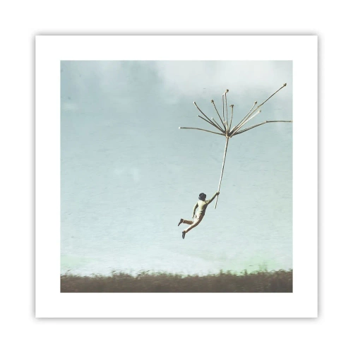 Poster - Vliegers, paardebloemen, wind - 40x40 cm