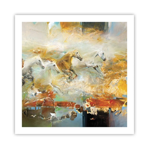 Poster - Galopperen door het licht - 60x60 cm