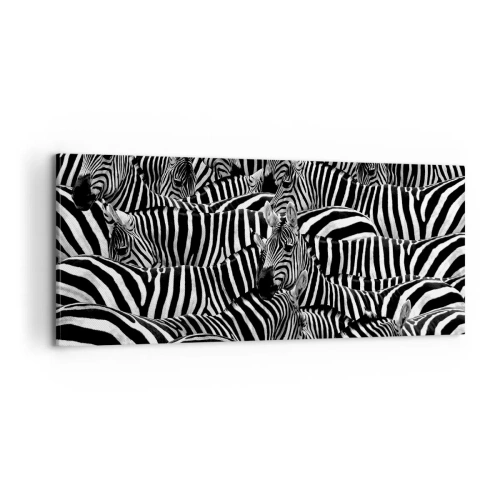 Schilderen op canvas - Groepsportret met strepen - 100x40 cm