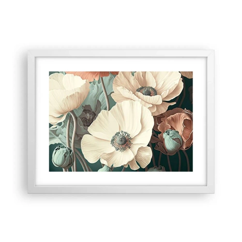 Poster in een witte lijst - Het gefluister van klaprozen - 40x30 cm
