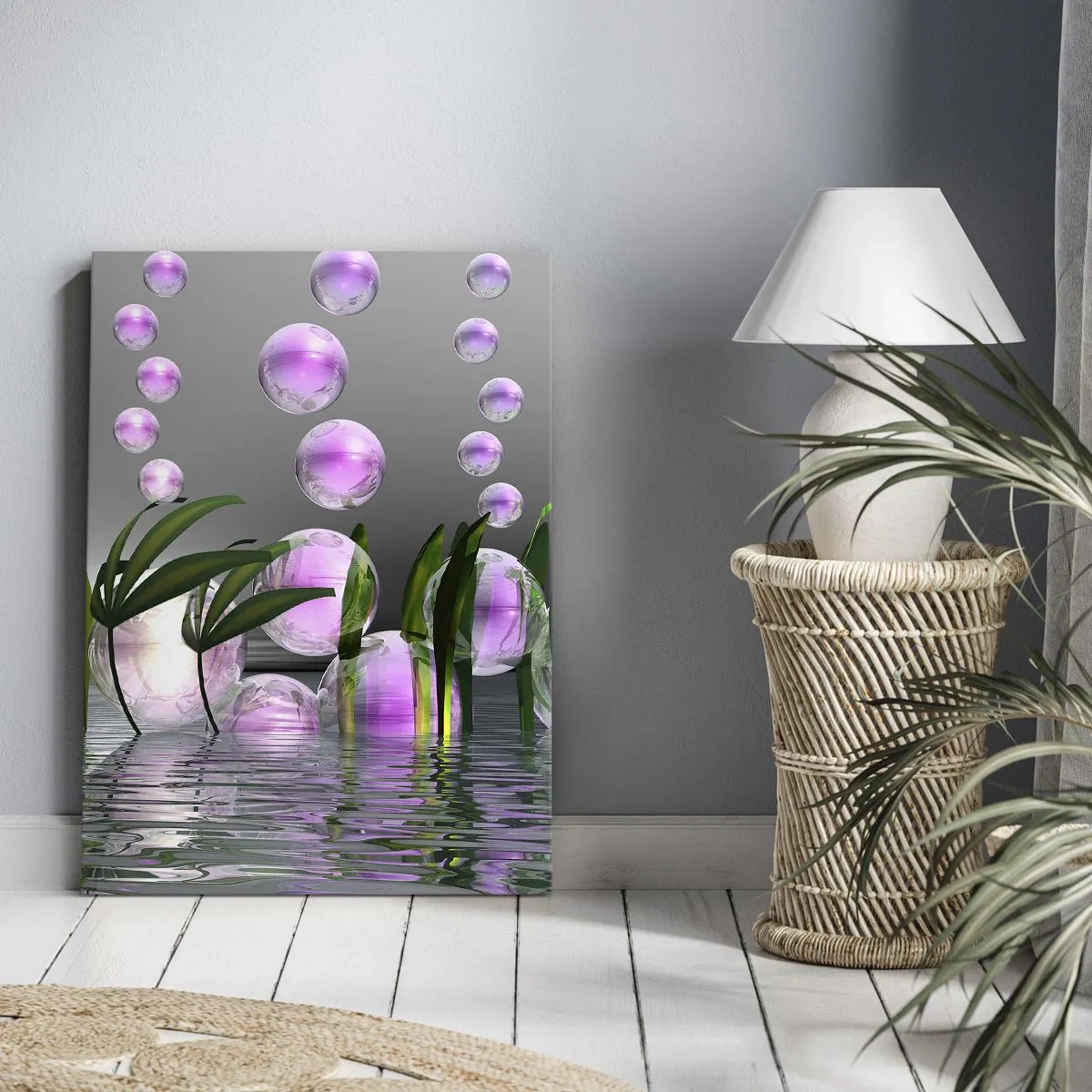 Schilderen op canvas - Een reflecterende compositie van lichtheid en leven - 80x120 cm